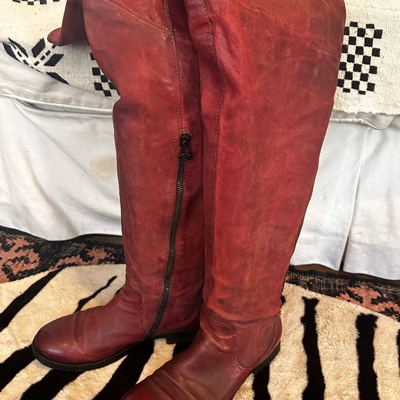 A.S.98 Red Over the Knee Leather Boots - Picture 2 of 7
